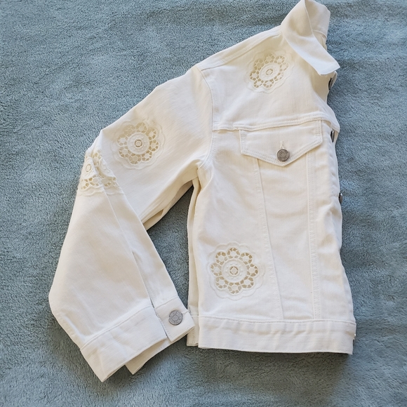 LA VIE REBECCA TAYLOR EYELET DENIM JACKET IN PEARL - Picture 3 of 16